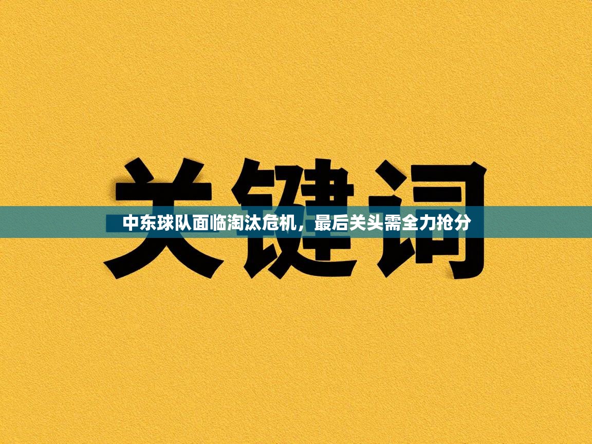 中东球队面临淘汰危机，最后关头需全力抢分  第1张